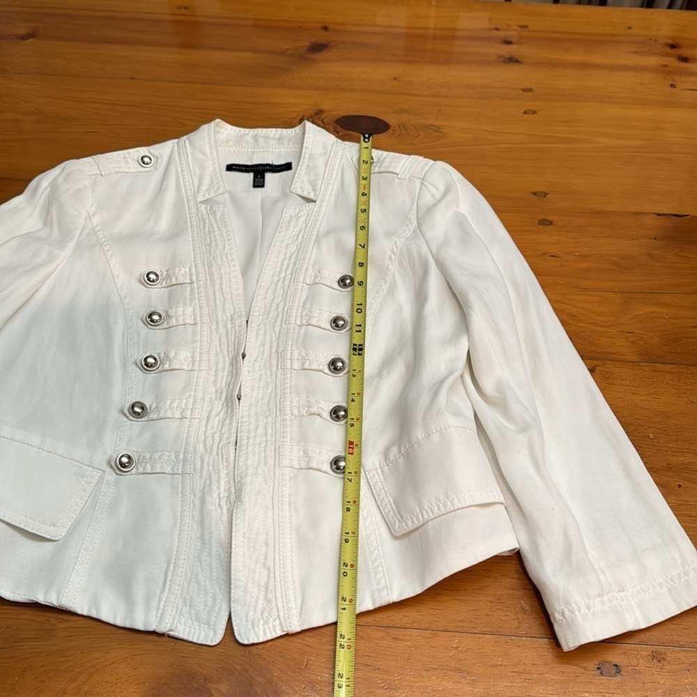 White House Black Market Ponte Military White Cropped Jacket / Blazer - Picture 10 of 12